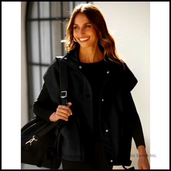 Oversized Sherpa Fleece Vest Sleeveless Button Down Fuzzy Winter Warm Outerwear - Picture 3 of 7